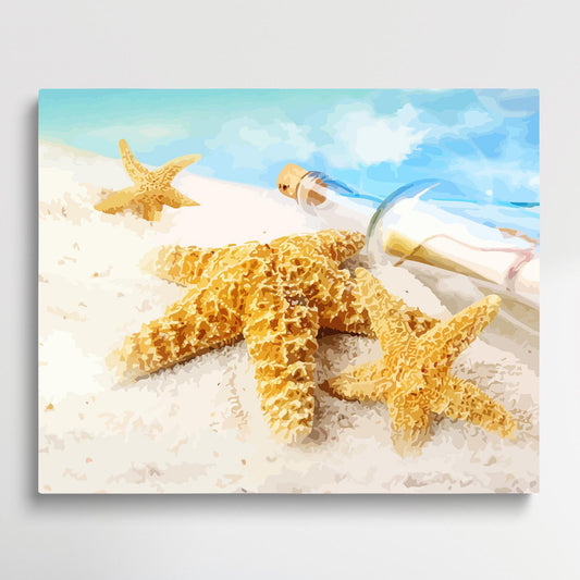 Starfish on the beach V2 | Paint by Numbers | Marine Life-Paintsuper