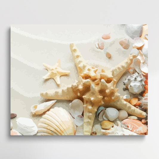 Starfish on the beach V3 | Paint by Numbers | Marine Life-Paintsuper