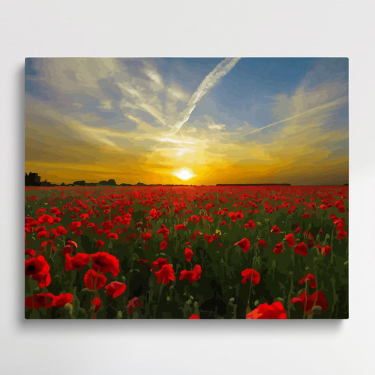 Red sea of flowers | Paint by Numbers | Landscape-Paintsuper
