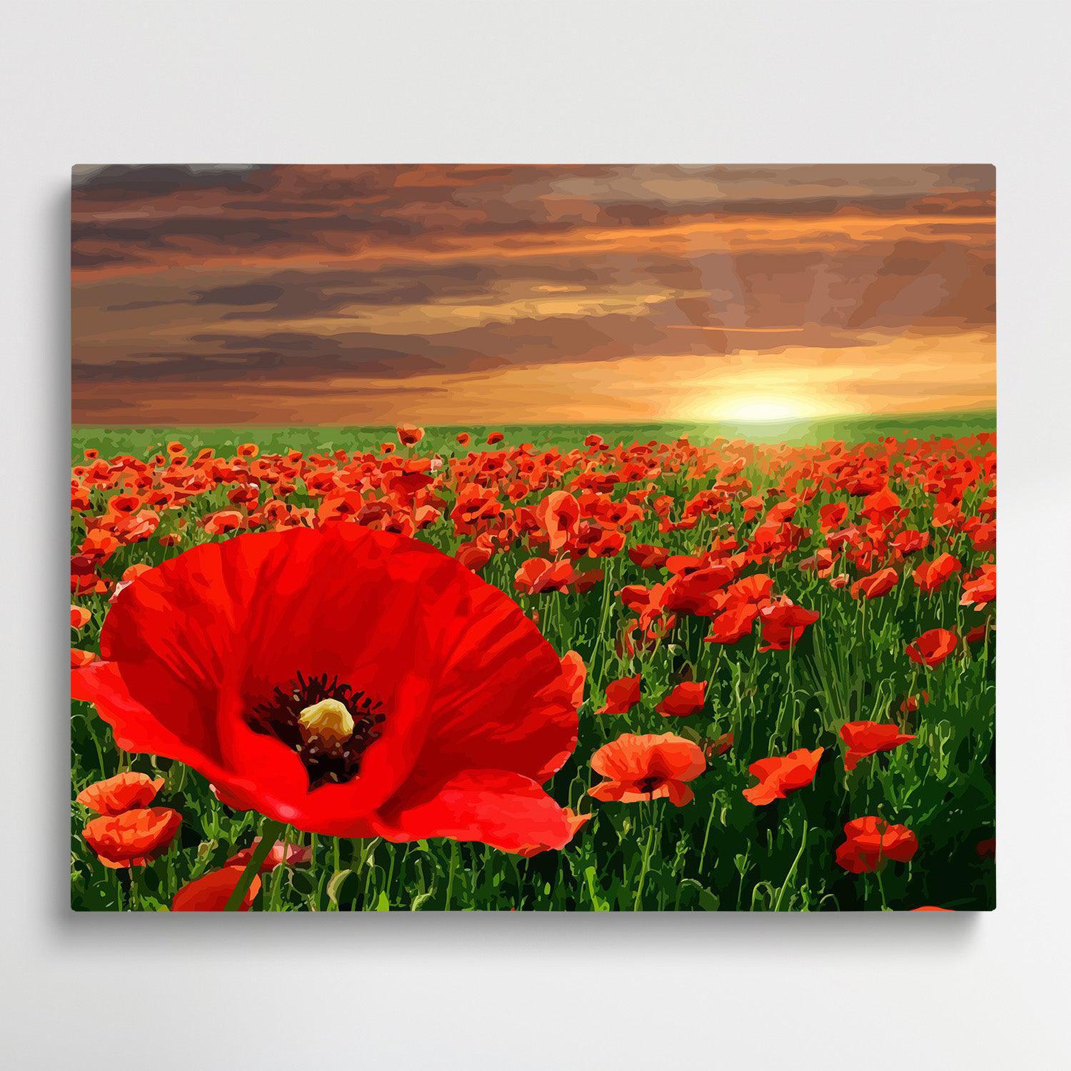 Red sea of flowers V2 | Paint by Numbers | Landscape-Paintsuper