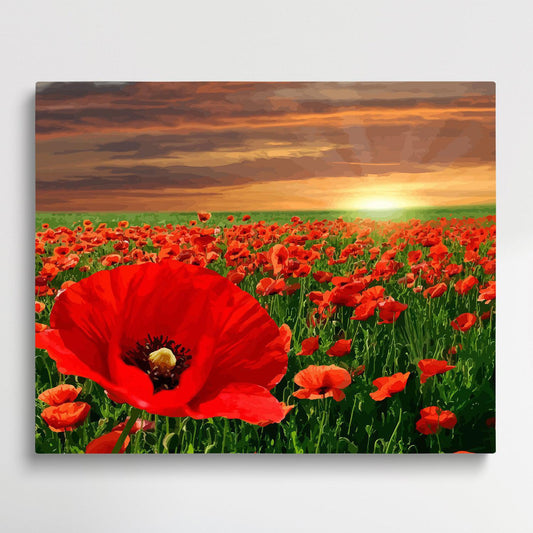 Red sea of flowers V2 | Paint by Numbers | Landscape-Paintsuper